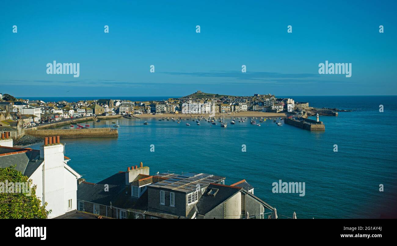 St . Ives Cornwall Fishing harbour artists colony and hosting G7 Summit 2021 for World leaders. Stock Photo