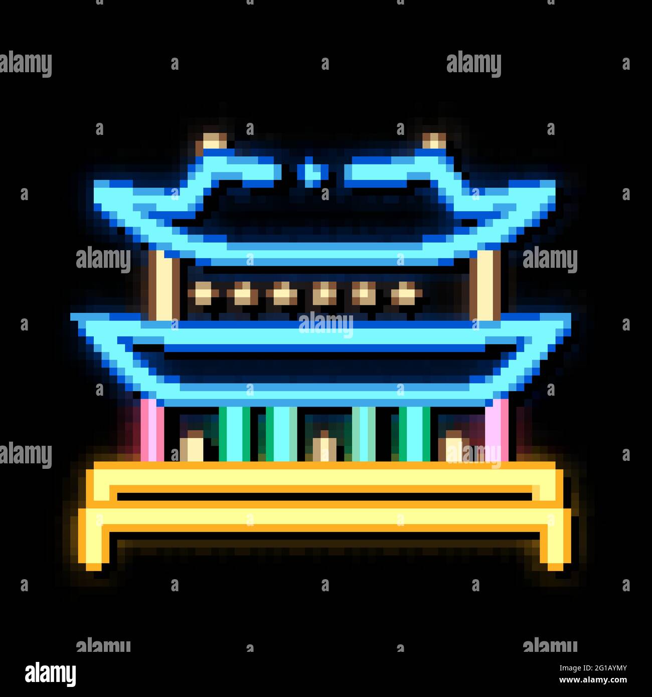 Korean Building neon glow icon illustration Stock Vector Image & Art ...