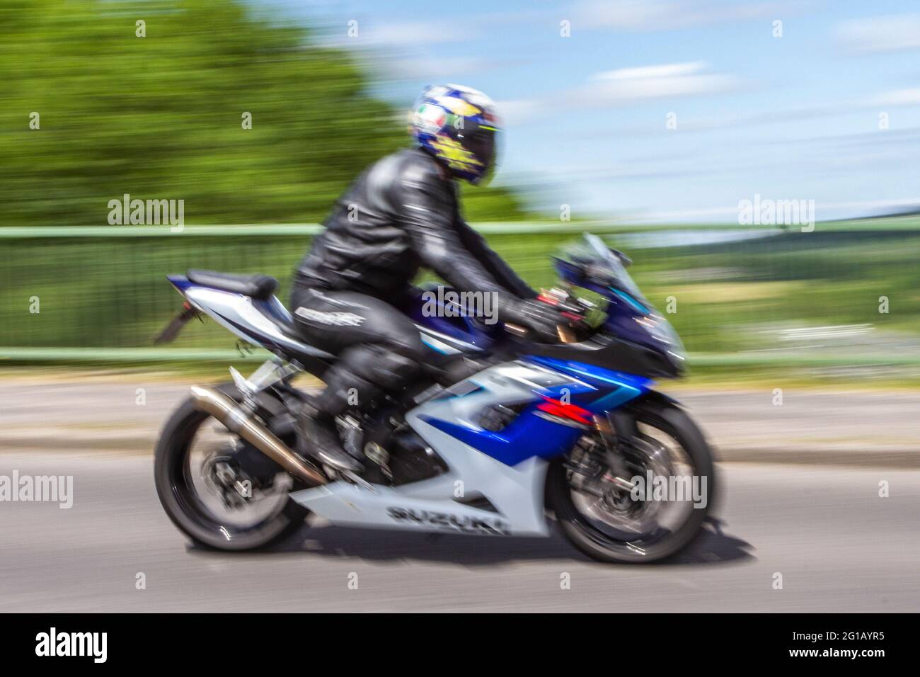 2005 Suzuki Gsxr 1000 K5 ; Motorbike rider; two wheeled transport,  motorcycles, vehicle, roads, motorbikes, motorcycle bike riders motoring in  Chorley, UK Stock Photo - Alamy