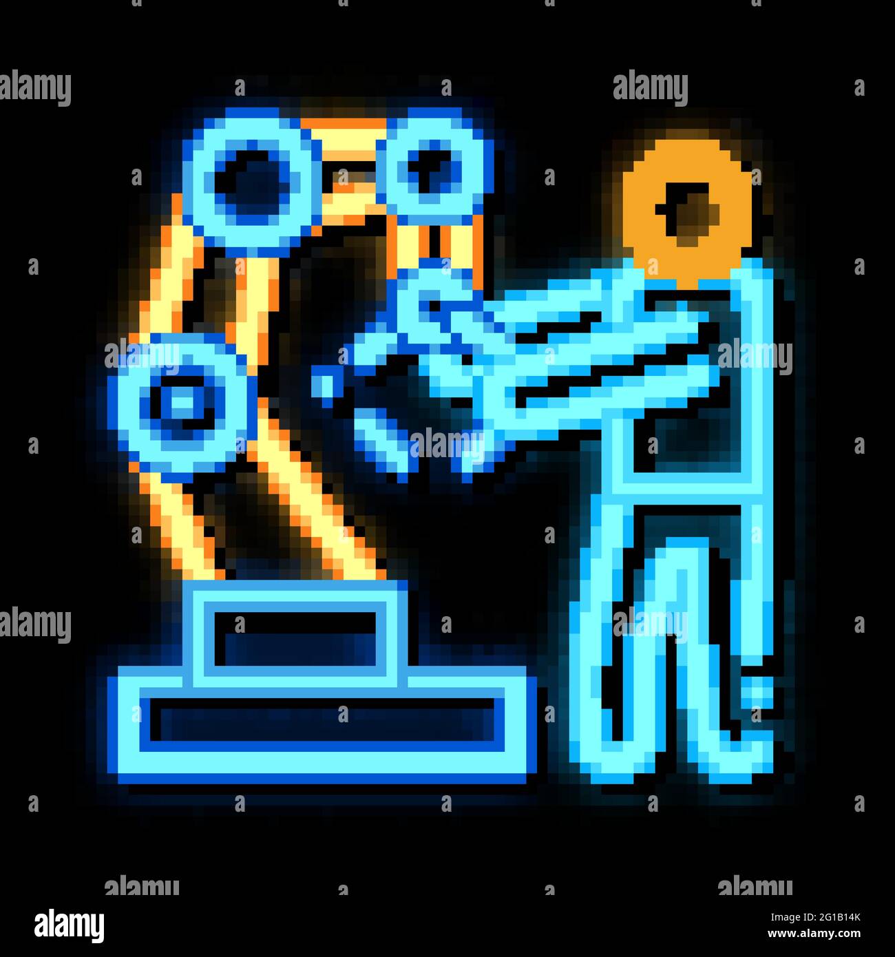 Man And Robot Arm neon glow icon illustration Stock Vector Image & Art ...