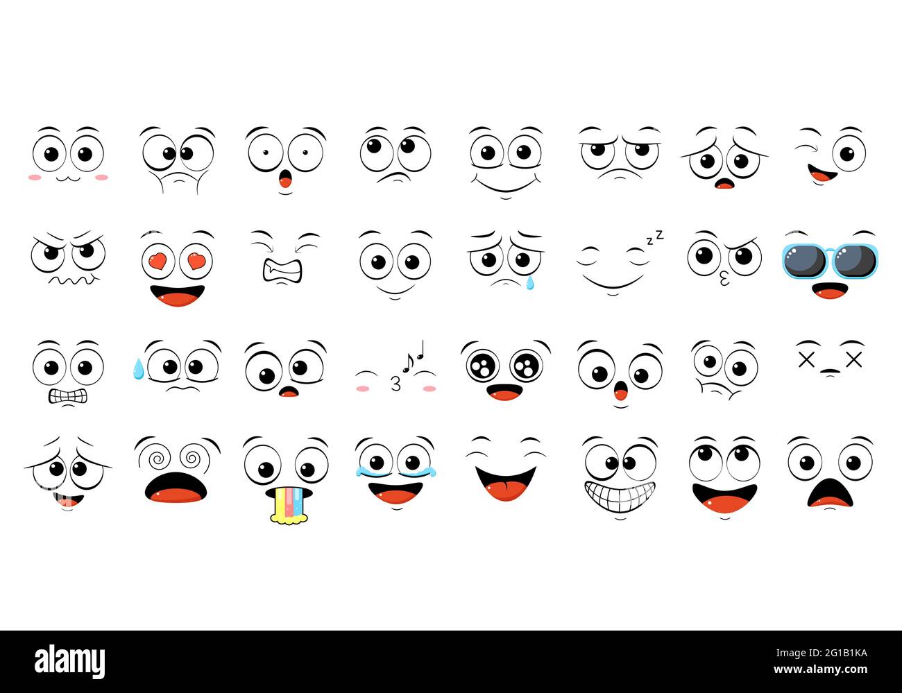 Collection of emoticons with different mood. Set of smile cartoon emoji ...