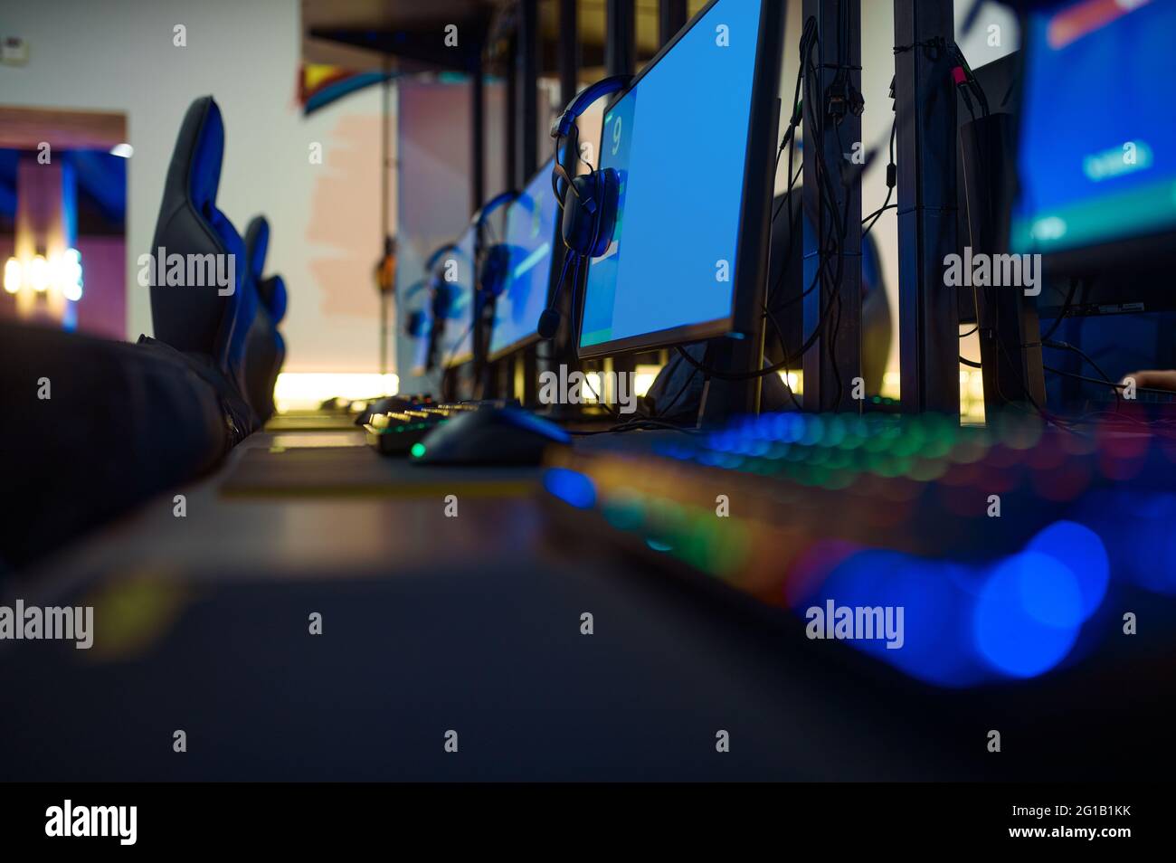 Playing places, computer gaming club interoir Stock Photo
