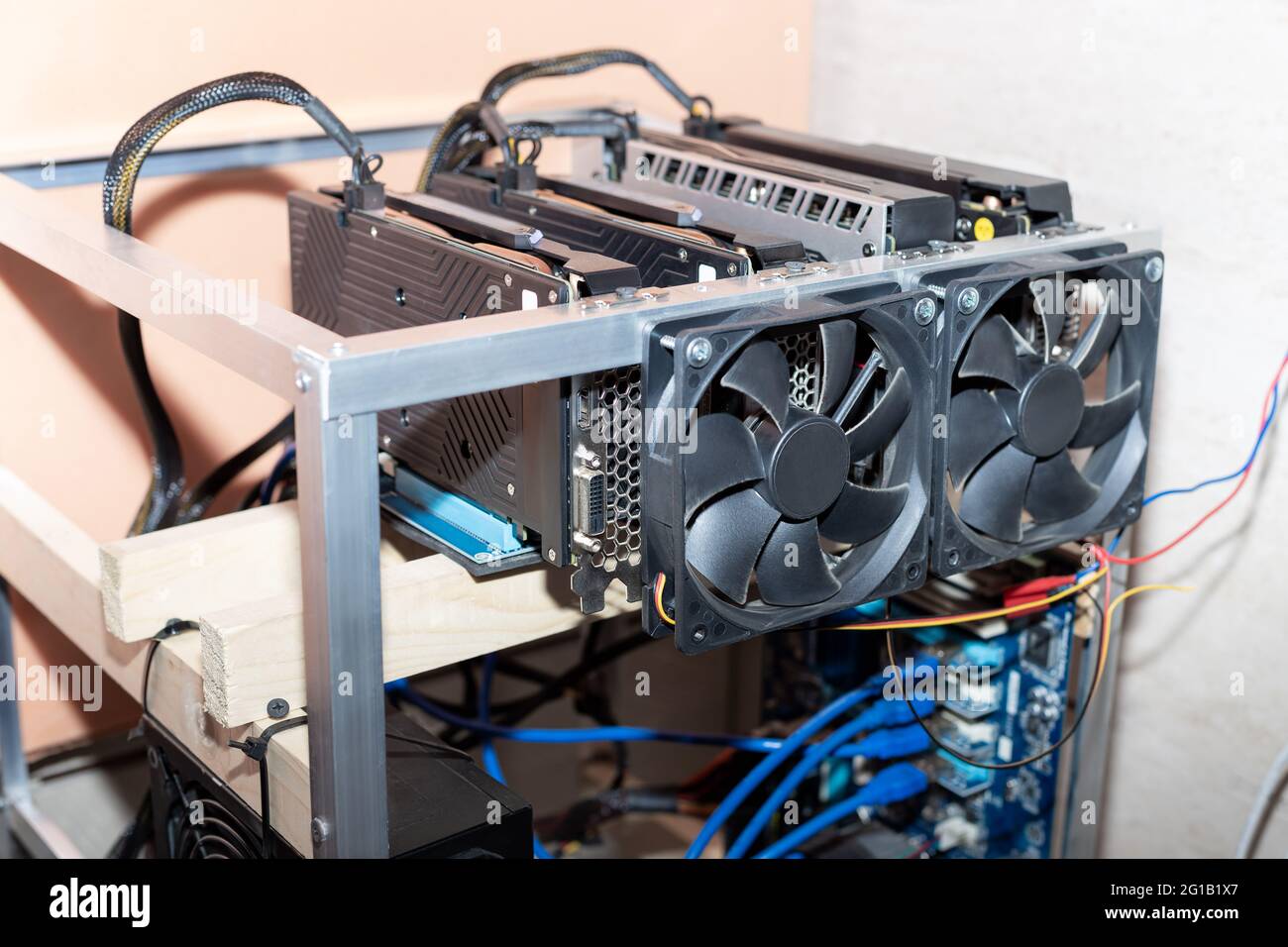 Homemade mining rig using graphic cards Stock Photo Alamy