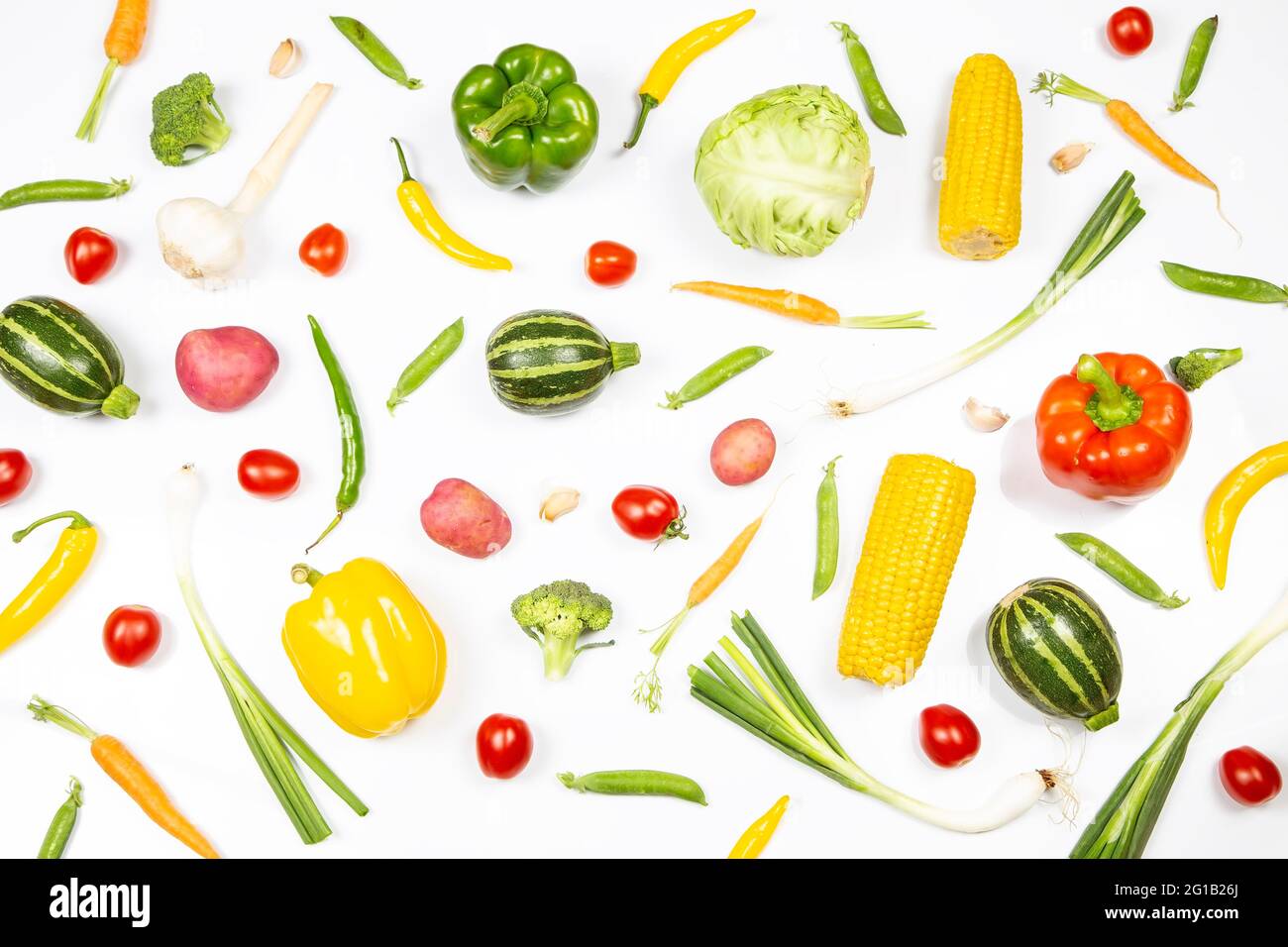 Fresh vegetables on white background Stock Photo