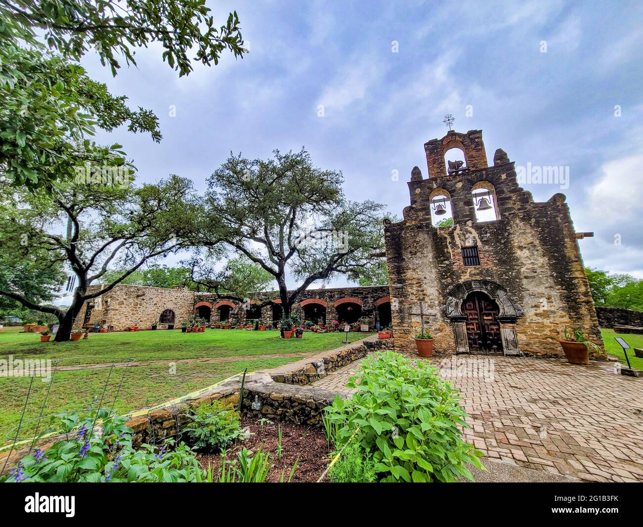 Mission Espada from the front Stock Photo
