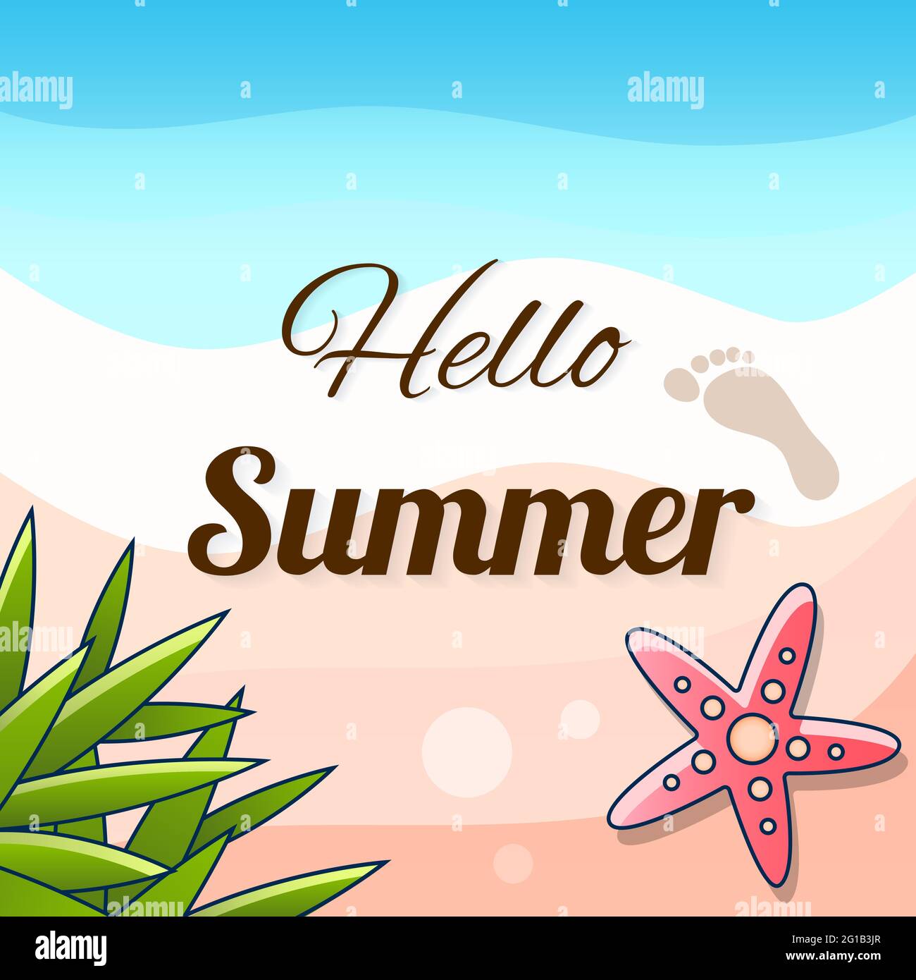 Hello summer background. Tropical palm leaves illustration Stock Vector ...