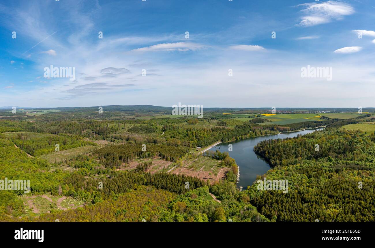 Harzgerode Luftbild Teufelsteich Stock Photo Alamy