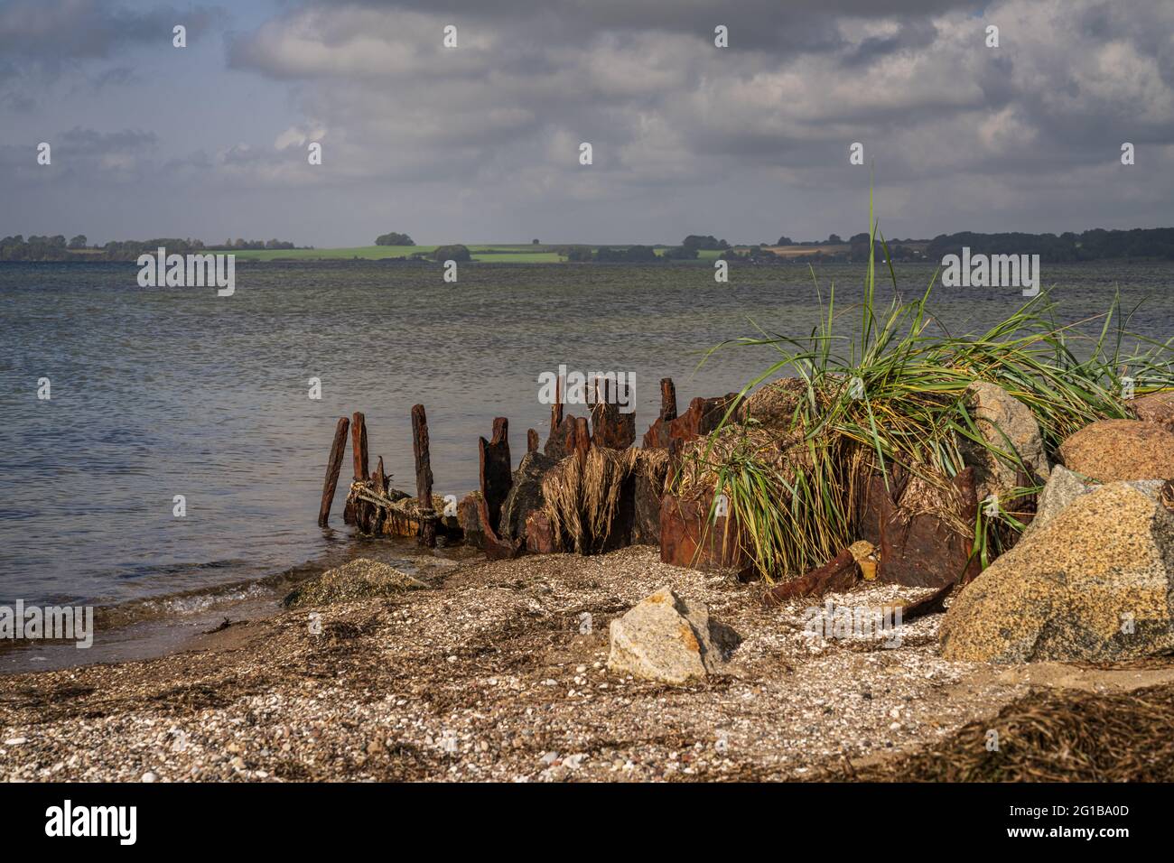 Rusty embankments, seen in Neu Reddevitz on Ruegen Island, Mecklenburg-Western Pomerania, Germany Stock Photo