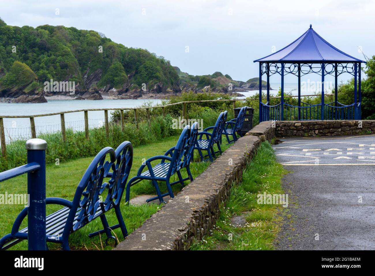 A view of Combe Martin, Devon from the cliff top overlooking the beach below Stock Photo Alamy