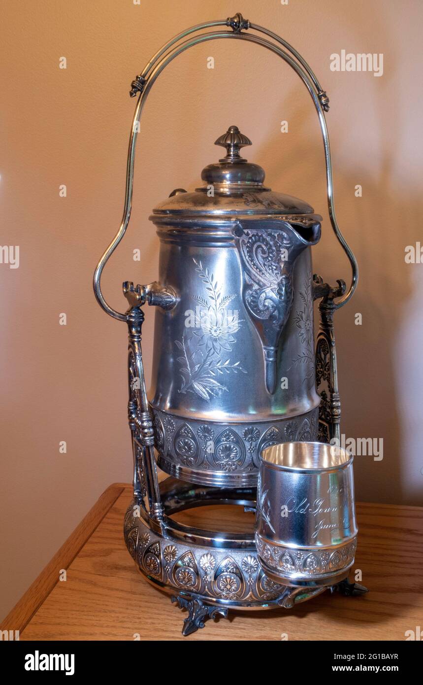 Silver teapot engraved hi-res stock photography and images - Alamy