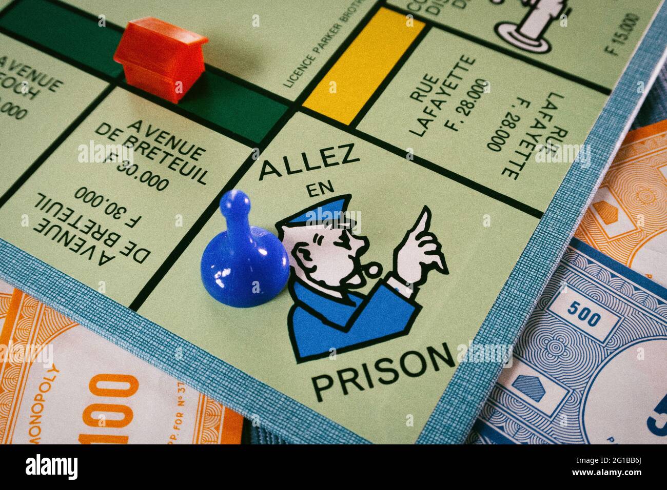 French language version of the Monopoly board game. Stock Photo