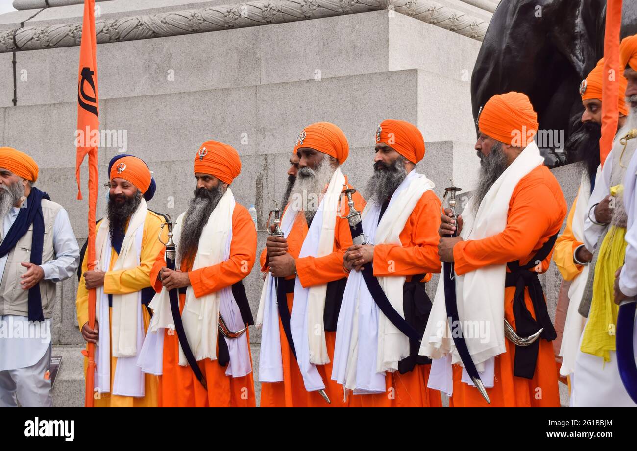London, UK. 06th June, 2021. Members of the Sikh community wearing