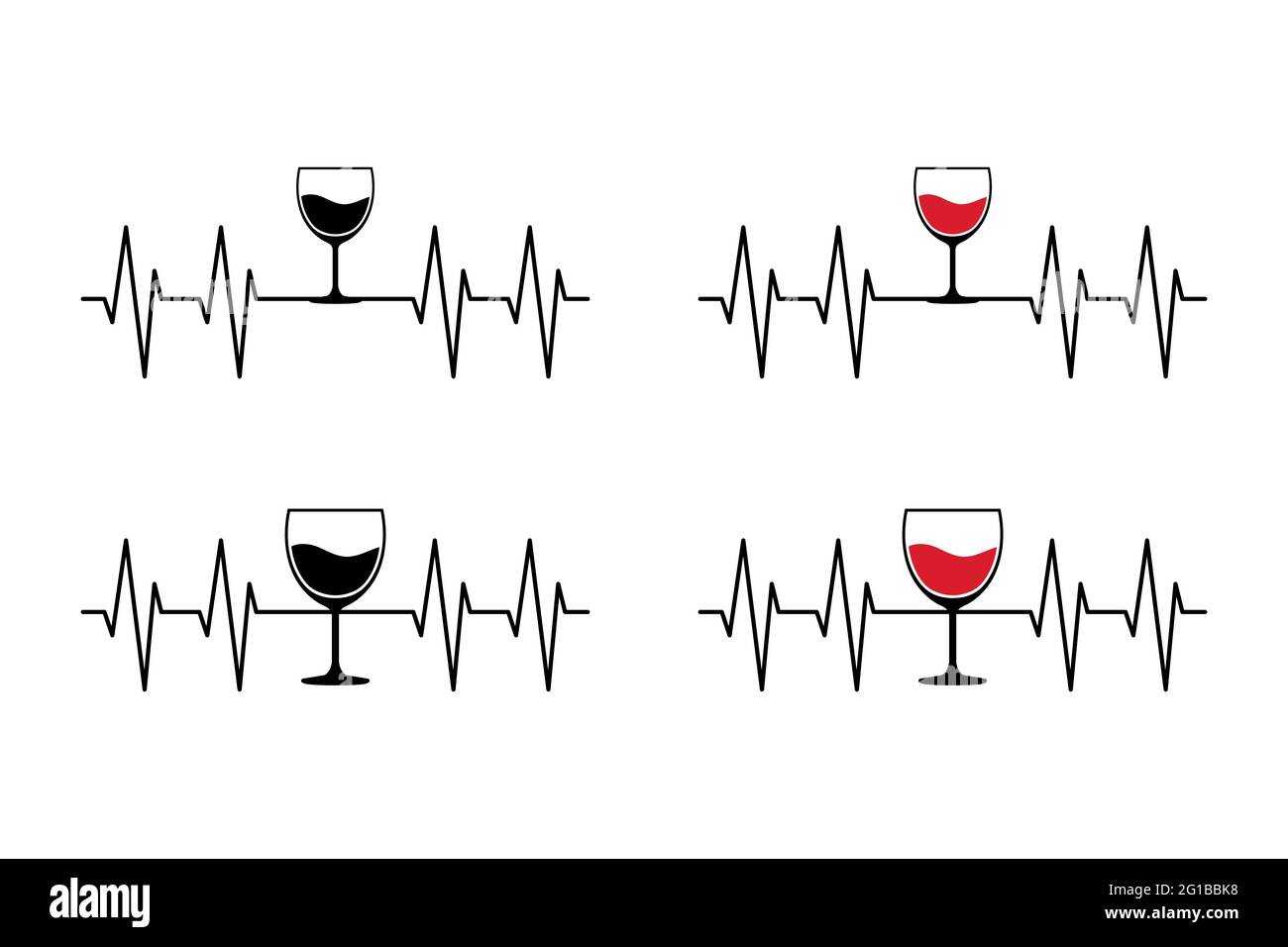 Red Wine Glass Heartbeat vector illustration Stock Vector Image & Art