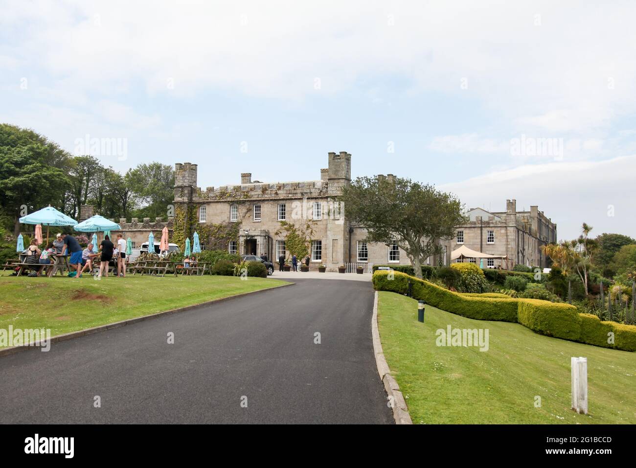 Driveway and entrance to Tregenna Castle Resort ahead of the G7 summit in Carbis Bay, St. Ives, Cornwall, UK, June 2021 Stock Photo