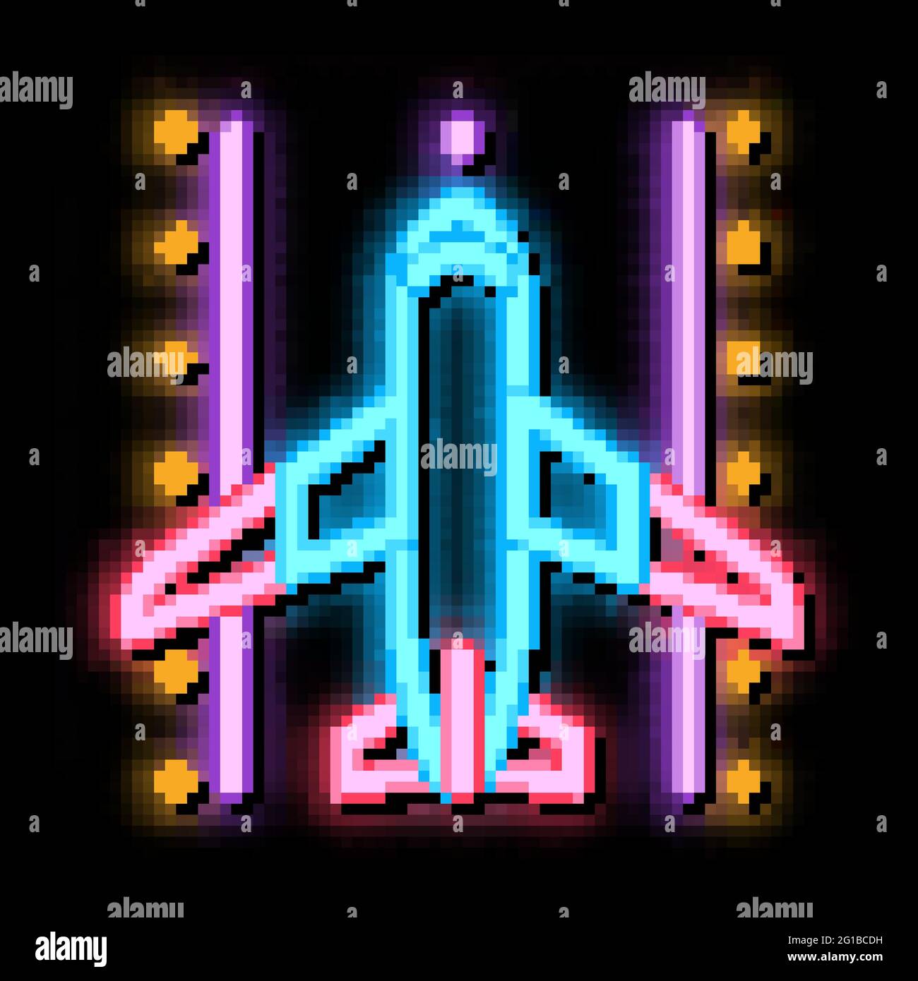 Airplane On Runway Airport neon glow icon illustration Stock Vector ...