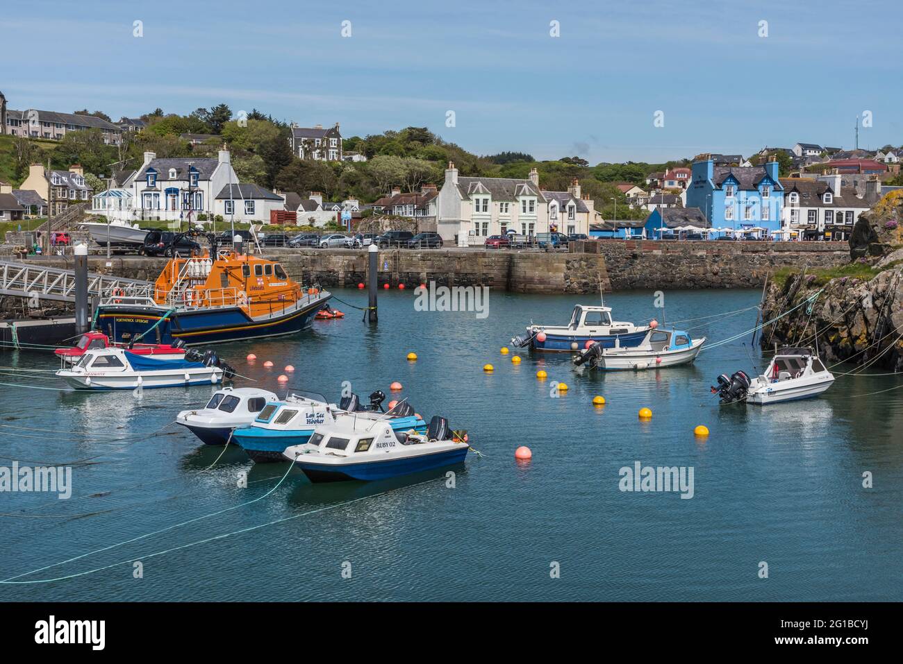 Portpatrick marina at Portpatrick a small coastal town and past ferry port on the Dumfries and Galloway peninsula on the west coast of Scotland Stock Photo