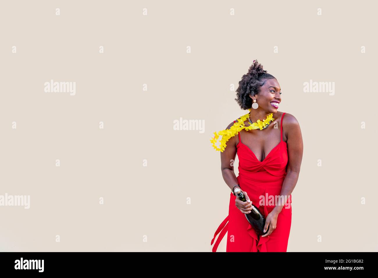 Excited cheerful african woman hi-res stock photography and images - Alamy