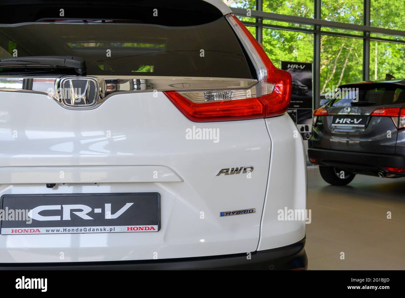 Gdansk Poland June 5 21 Rear Of Honda Cr V With Tail Lights In The Car Showroom Stock Photo Alamy