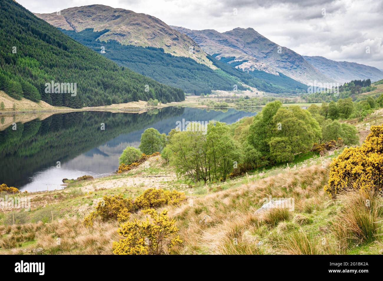 Loch Doine in a remote valley in the Scottish Highlands Stock Photo