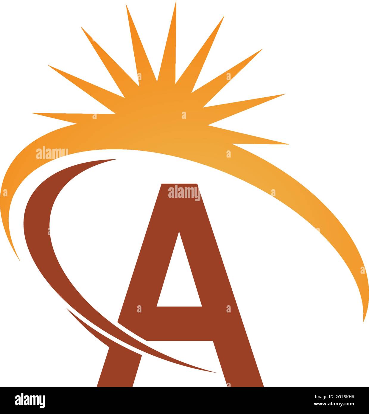Letter A with sun ray icon logo design template illustration vector ...