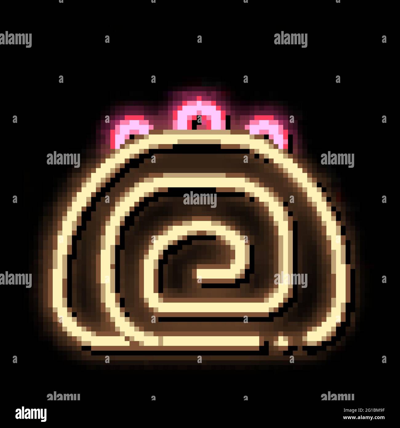Pie Roll Creamy Tasty Food neon glow icon illustration Stock Vector ...