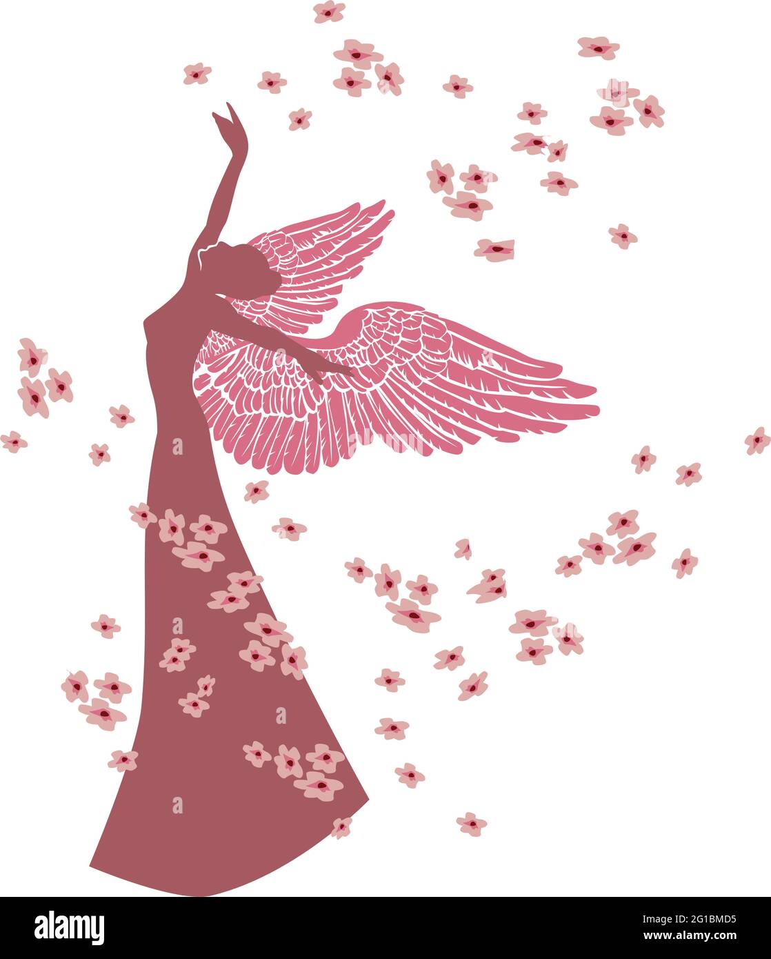 illustration of an angel with spring flowers Stock Vector Image & Art