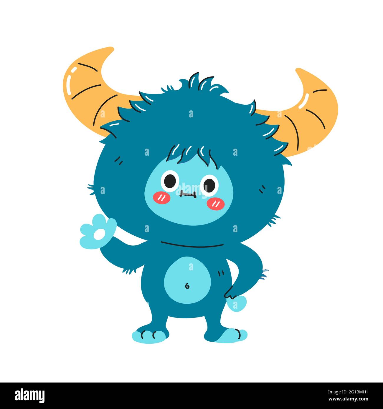 Cute funny yeti monster character. Vector hand drawn cartoon kawaii