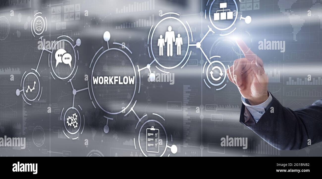 Workflow Repeatability Systematization Buisness Process. Business Technology Internet. Stock Photo