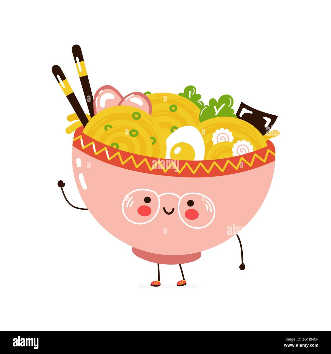 Cute funny Ramen bowl character. Vector hand drawn cartoon kawaii character  illustration icon. Isolated on white background. Ramen bowl character  concept Stock Vector Image & Art - Alamy