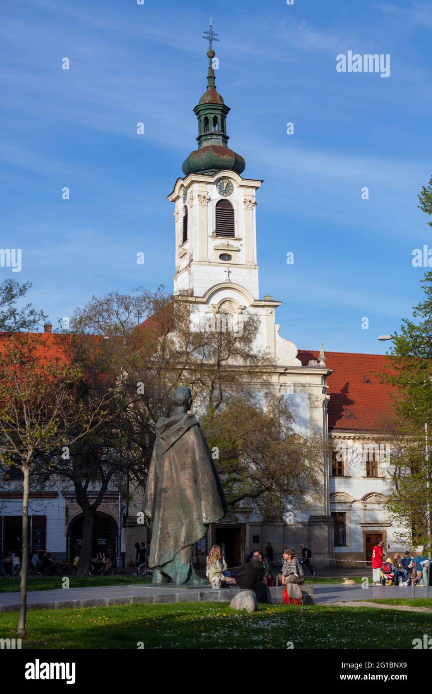 Bratislava, Slovakia. 2021-04-30. Church Of The Visitation Of The Blessed Virgin Mary in the SNP square (Námestie SNP) in Bratislava. Stock Photo