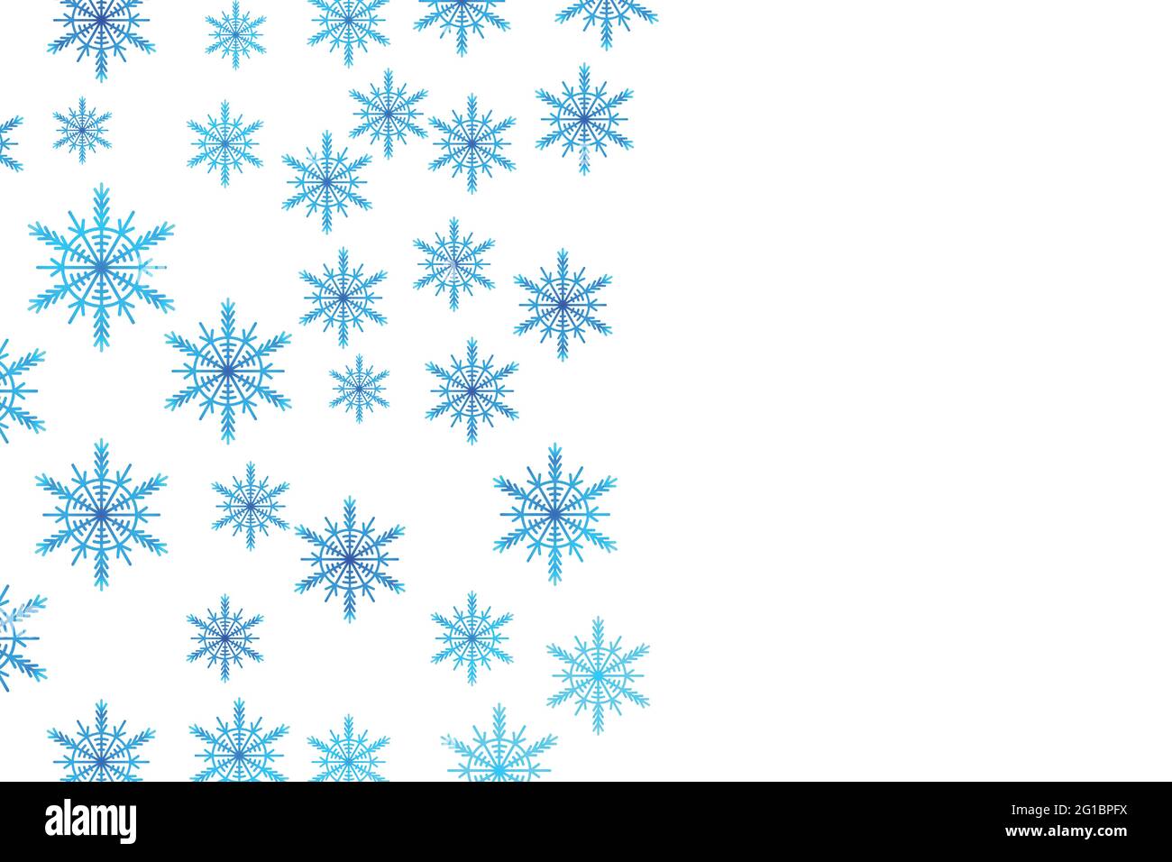 Christmas card with blue snowflakes on white background. Isolated ...