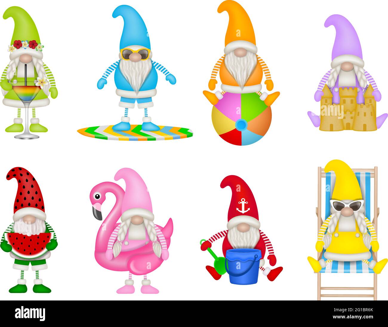 Set of funny summer gnomes Stock Vector Image & Art - Alamy