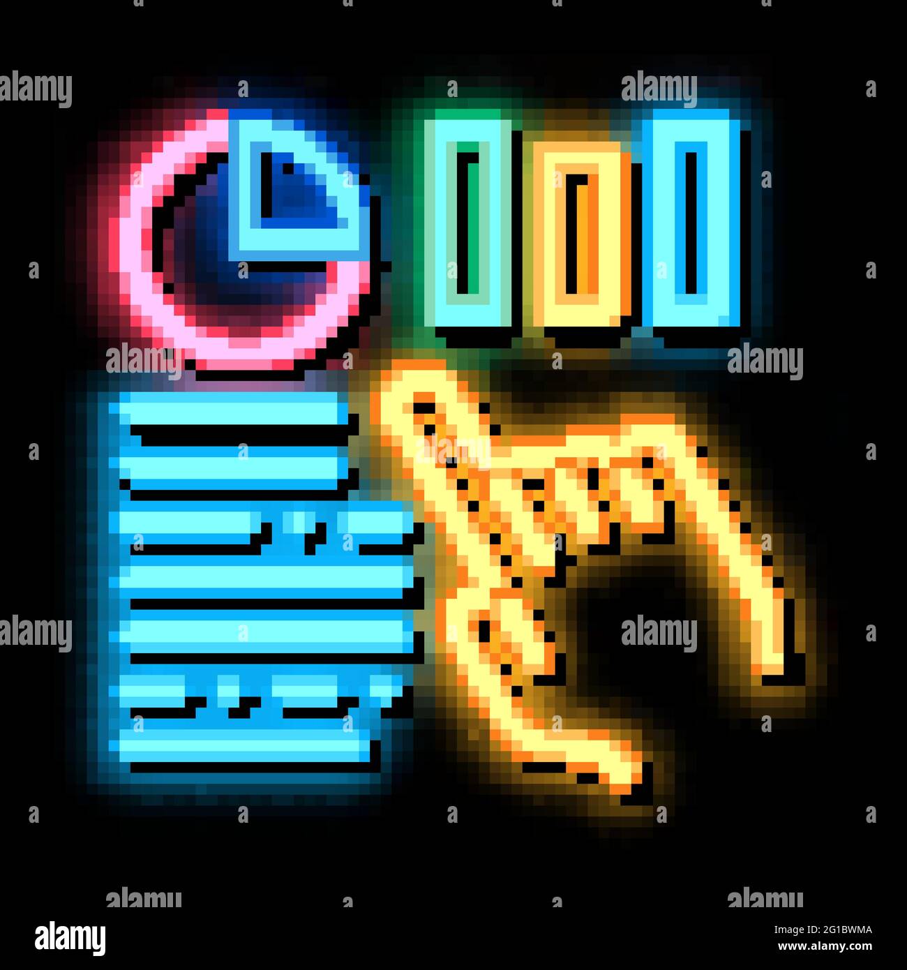 Statistician Assistant Hand neon glow icon illustration Stock Vector