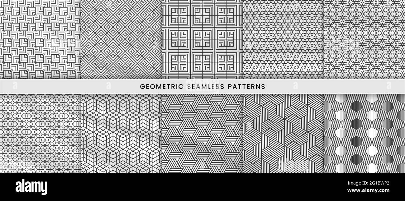 Set Of Abstract Lines Geometric Seamless Pattern Black And White Background Design For Set Of Abstract Lines Geometric Seamless Pattern Black And White Background Design For