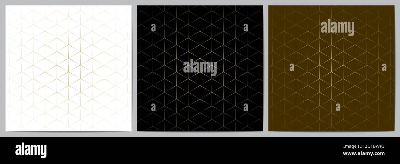Set of abstract geometric seamless pattern with golden lines.Luxury of ...