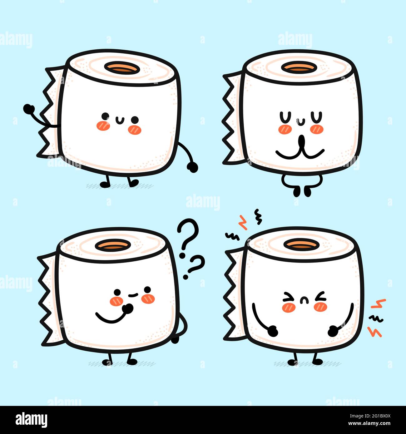 Funny happy cute smiling toilet paper Royalty Free Vector