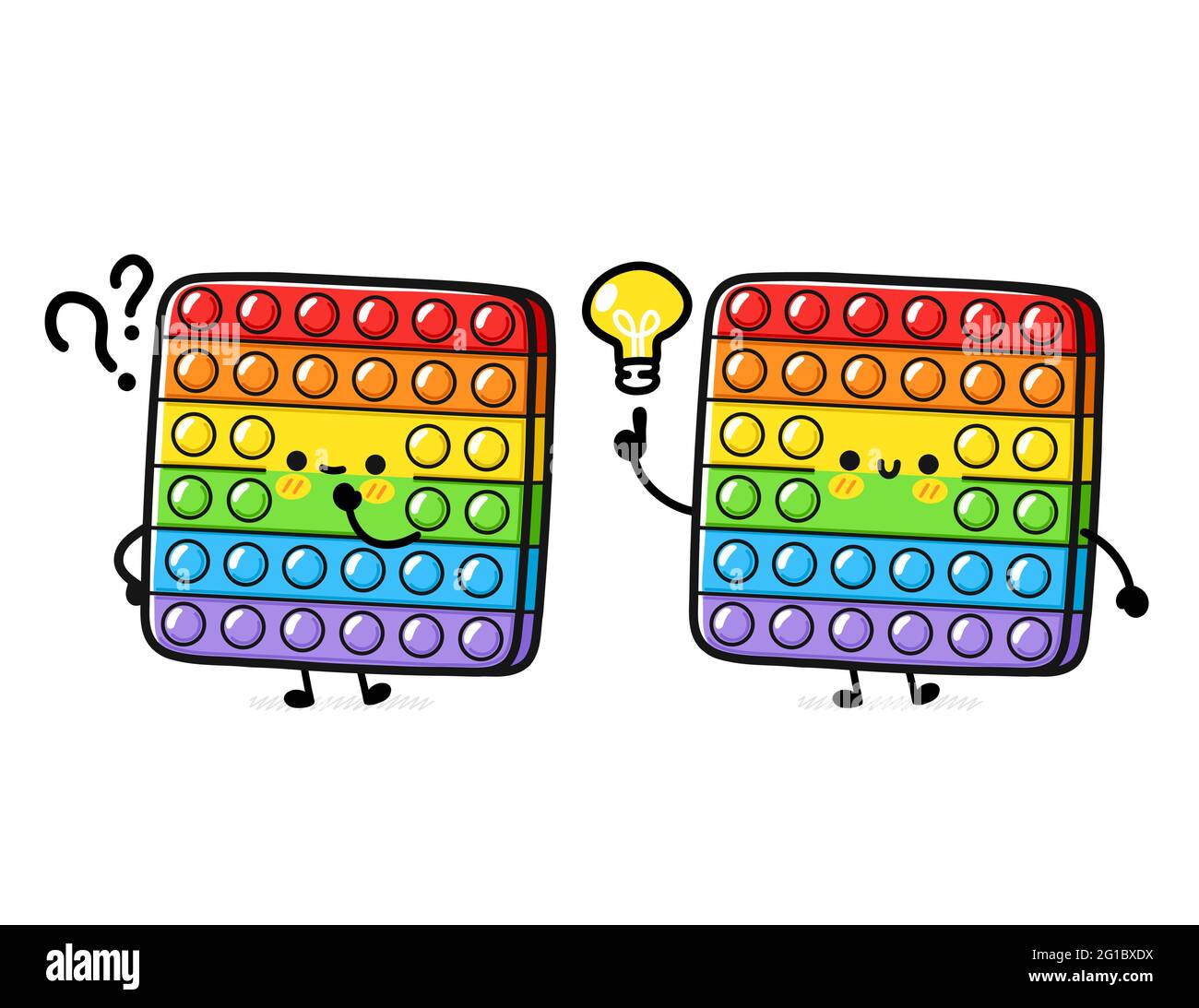 Cute funny Pop it fidget sensory toy with question mark and idea