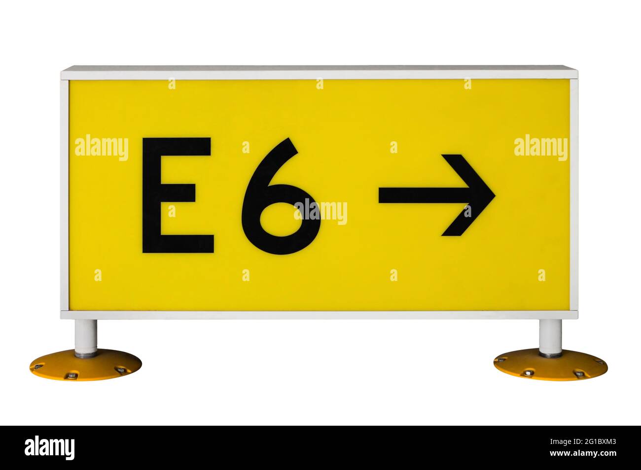 Taxiway sign to runway guidance marker terminal signal Stock Photo