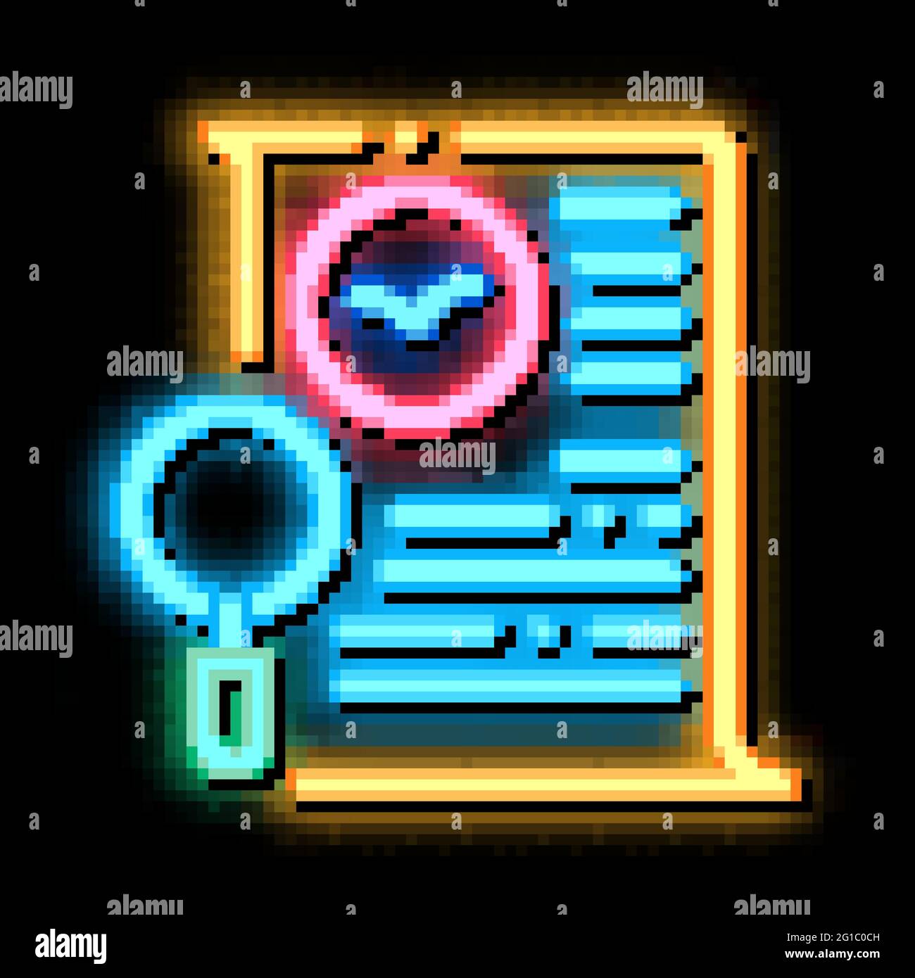 Bird Document List Research neon glow icon illustration Stock Vector