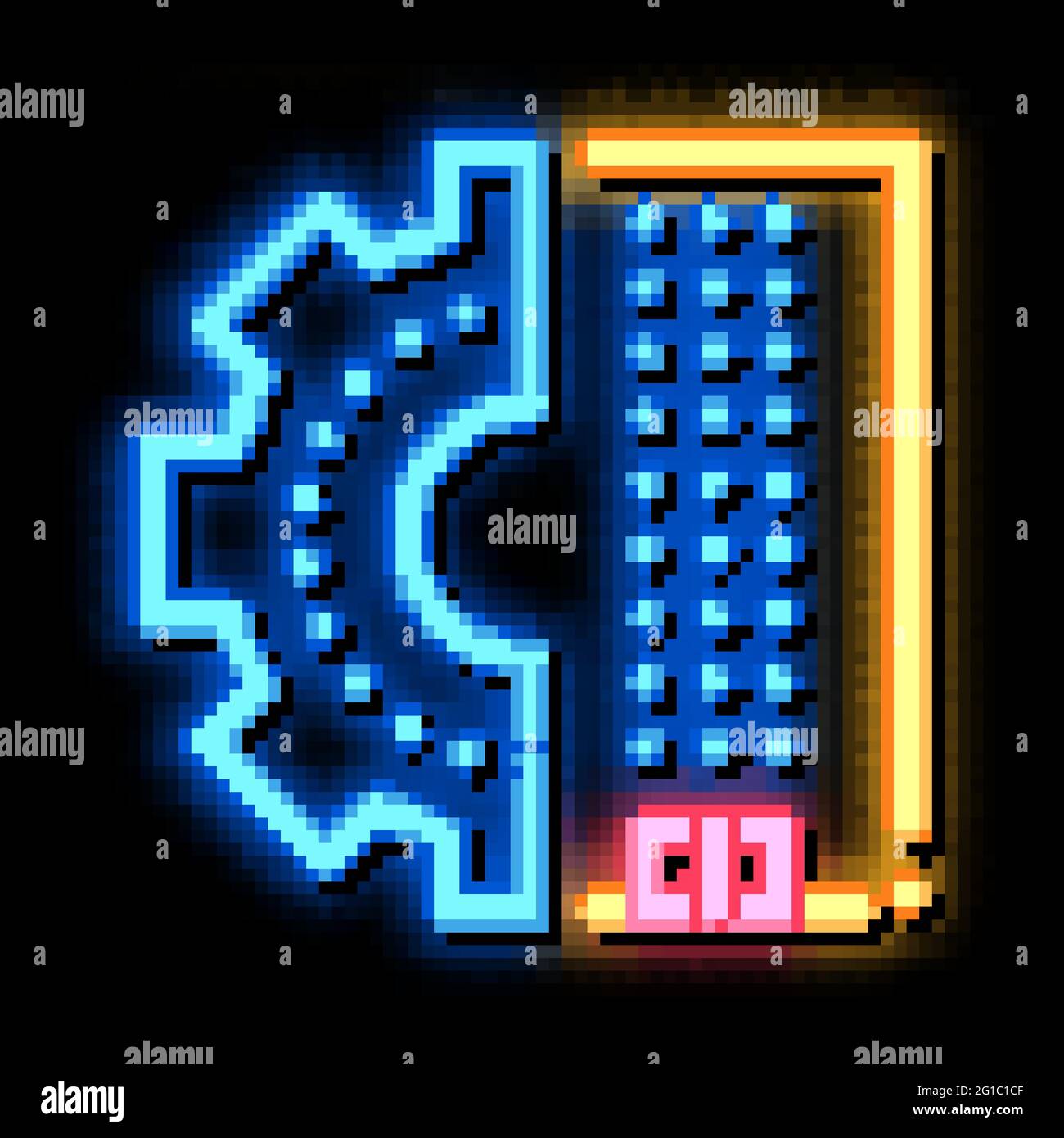 Skyscraper Gear neon glow icon illustration Stock Vector Image & Art ...