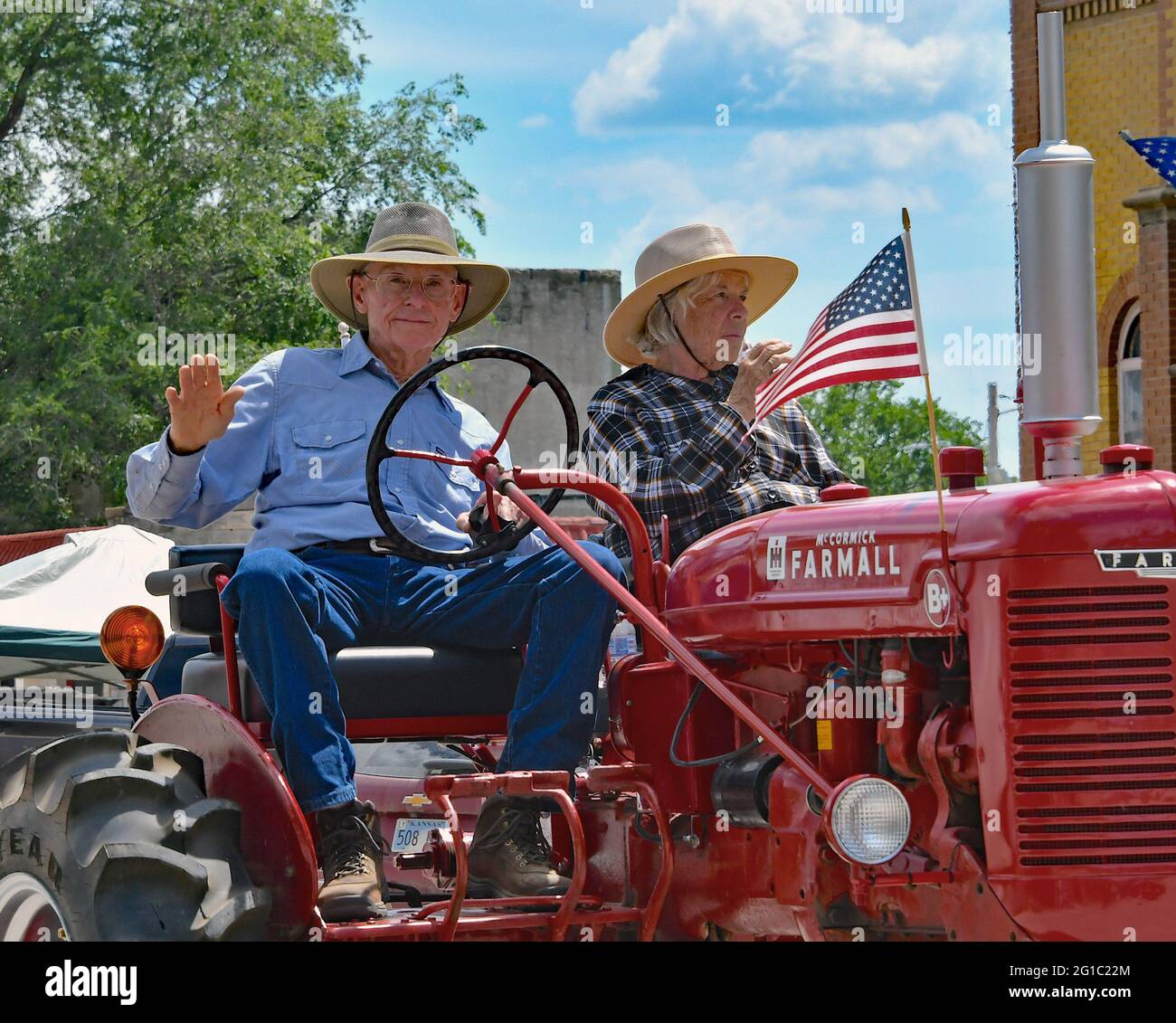 Local farmer drives his 1939 Farmall model H tractor in the annual