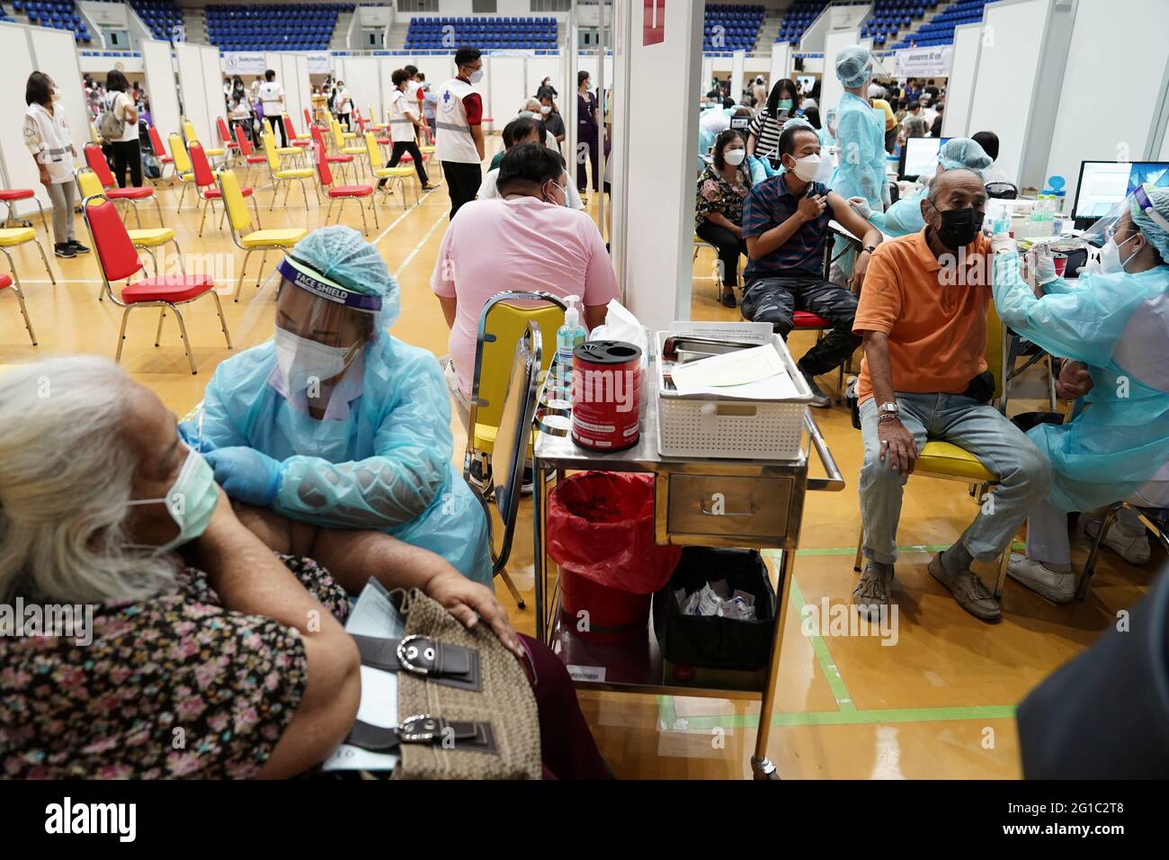 People Receive The First Dose Of Astrazeneca Covid 19 Vaccine Against The Coronavirus Disease Covid 19 As Thailand Start A Mass Inoculation At A Gymnasium Inside The Thammasat University In Pathum Thani Thailand June People Receive The First Dose Of Astrazeneca Covid 19 Vaccine Against The Coronavirus Disease Covid 19 As Thailand Start A Mass Inoculation At A Gymnasium Inside The Thammasat University In Pathum Thani Thailand June