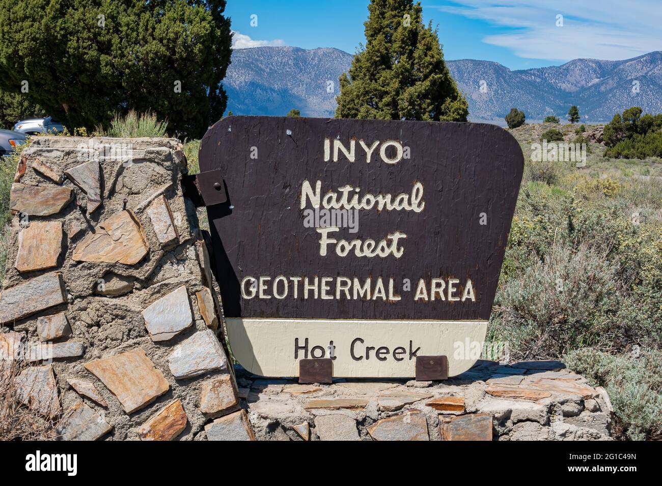 Inyo Meaning California, MAY 25, 2021 - Sign of the Inyo National Forest Geothermal ...