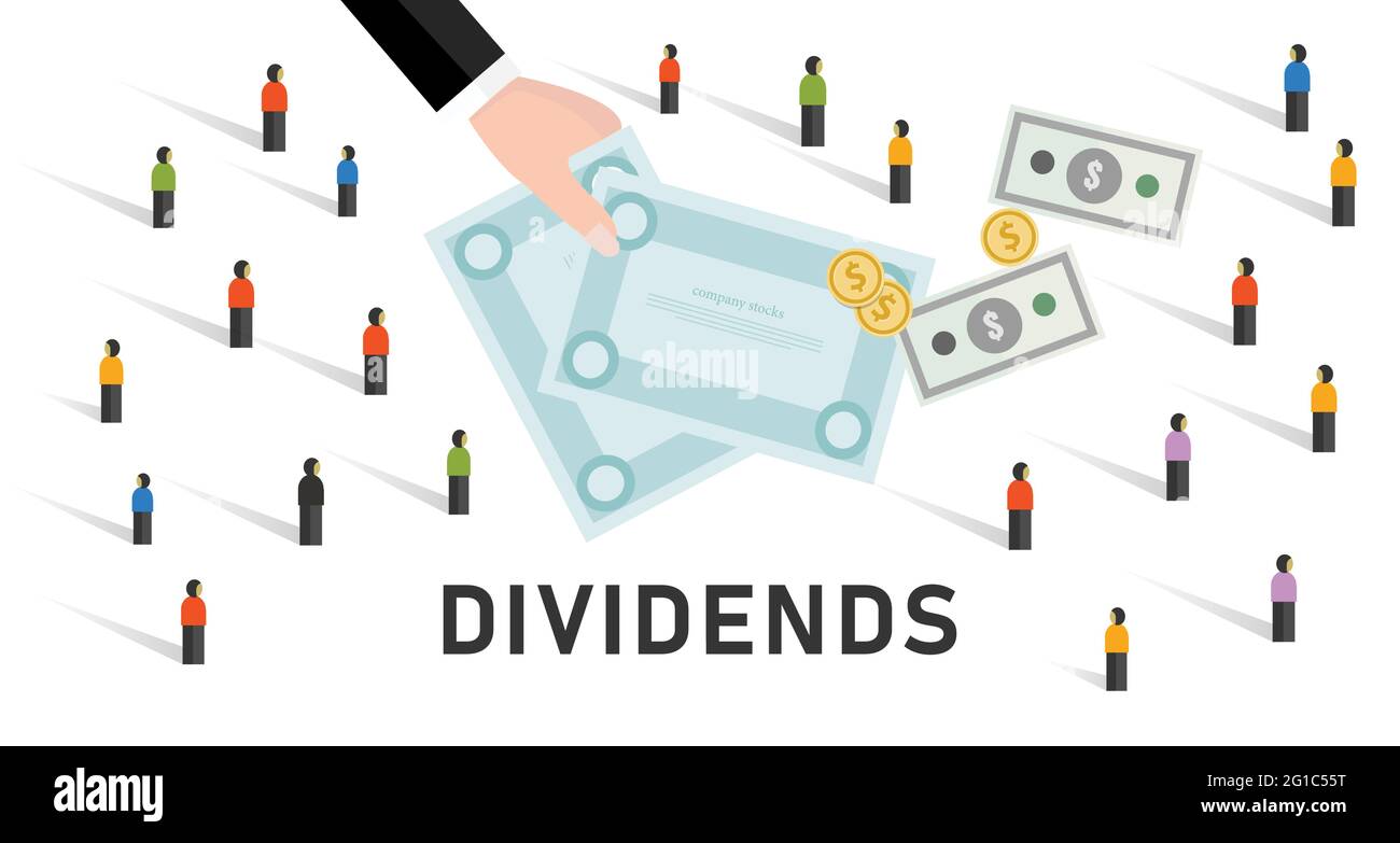 Dividends stock market company profit share to stakeholder investor earning Stock Vector