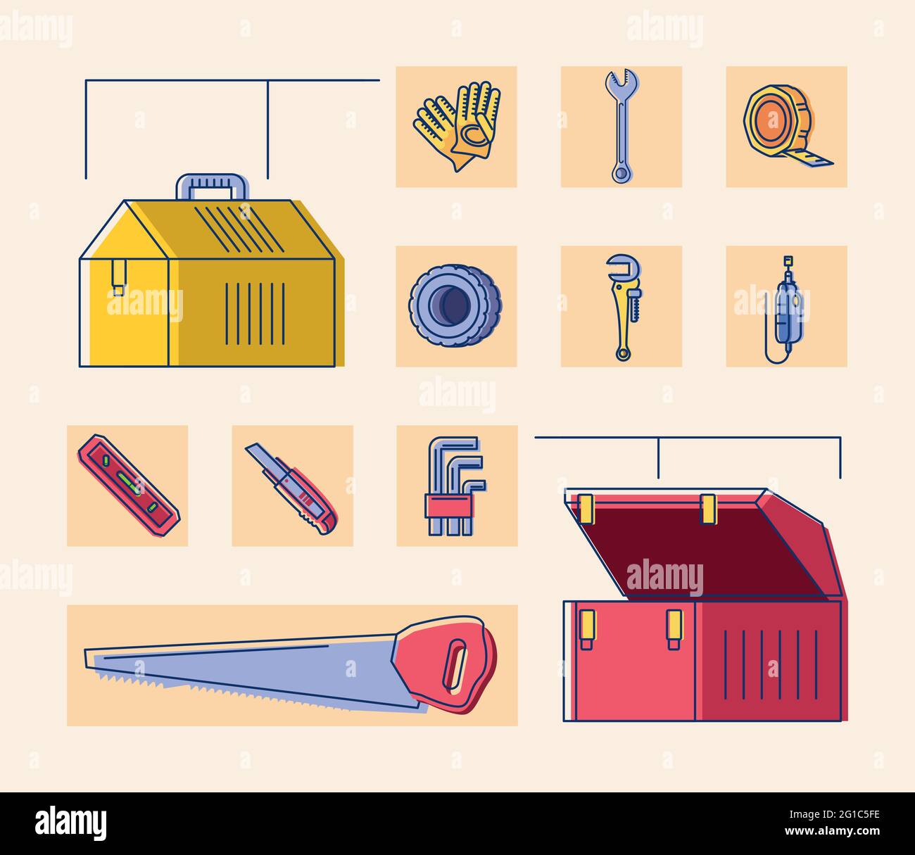 toolboxes tools icons Stock Vector Image & Art - Alamy