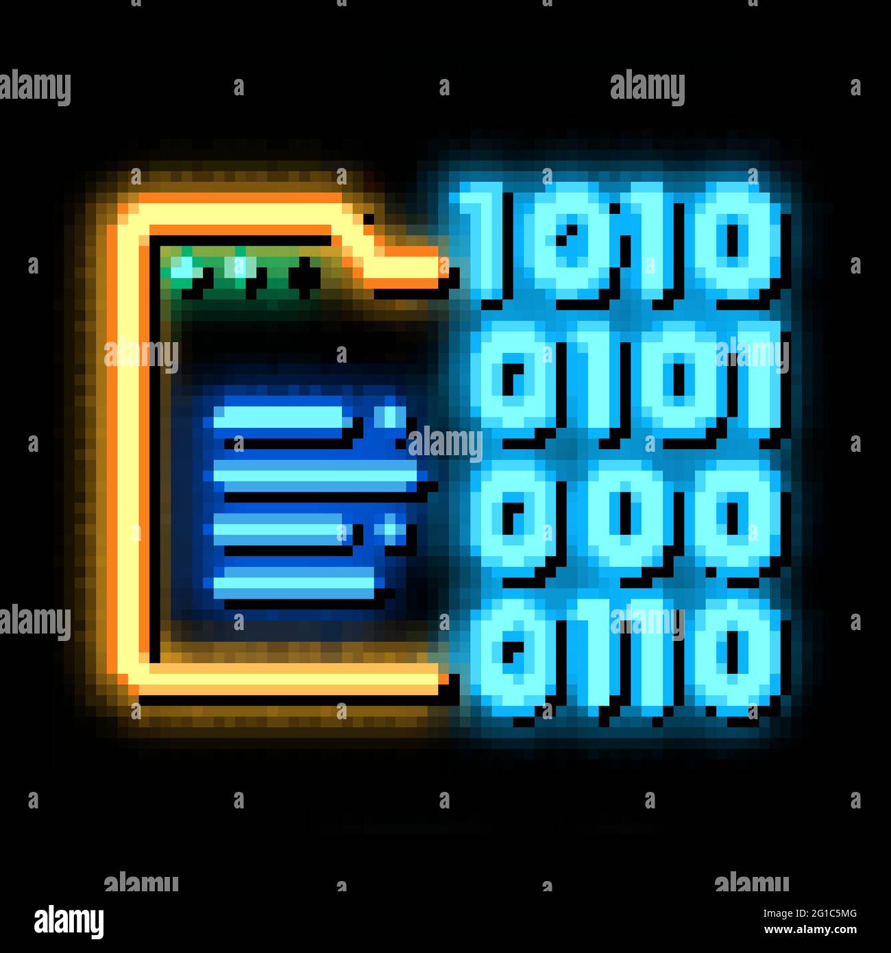 Binary Code neon glow icon illustration Stock Vector