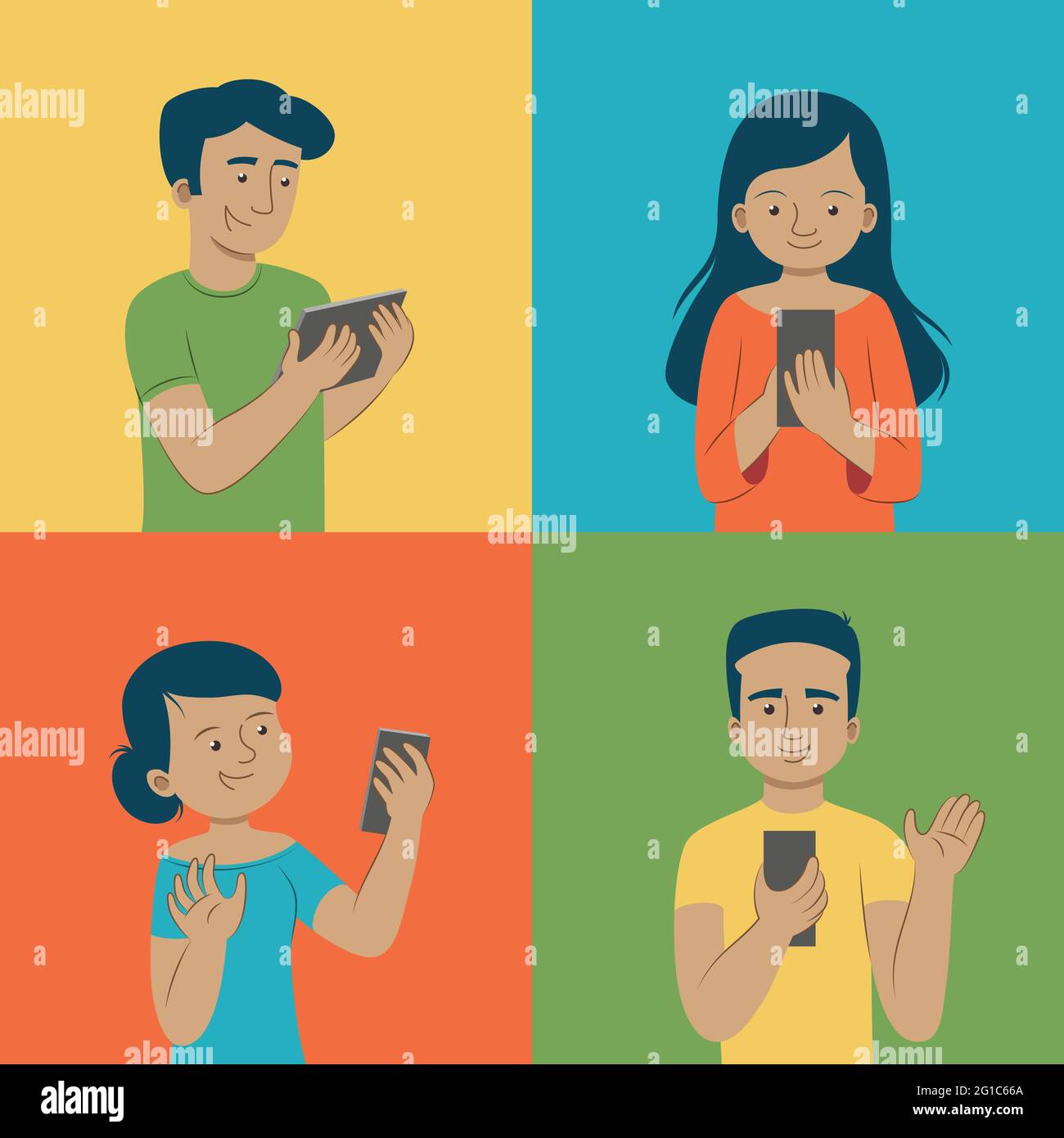 Young People Using Technology Stock Vector
