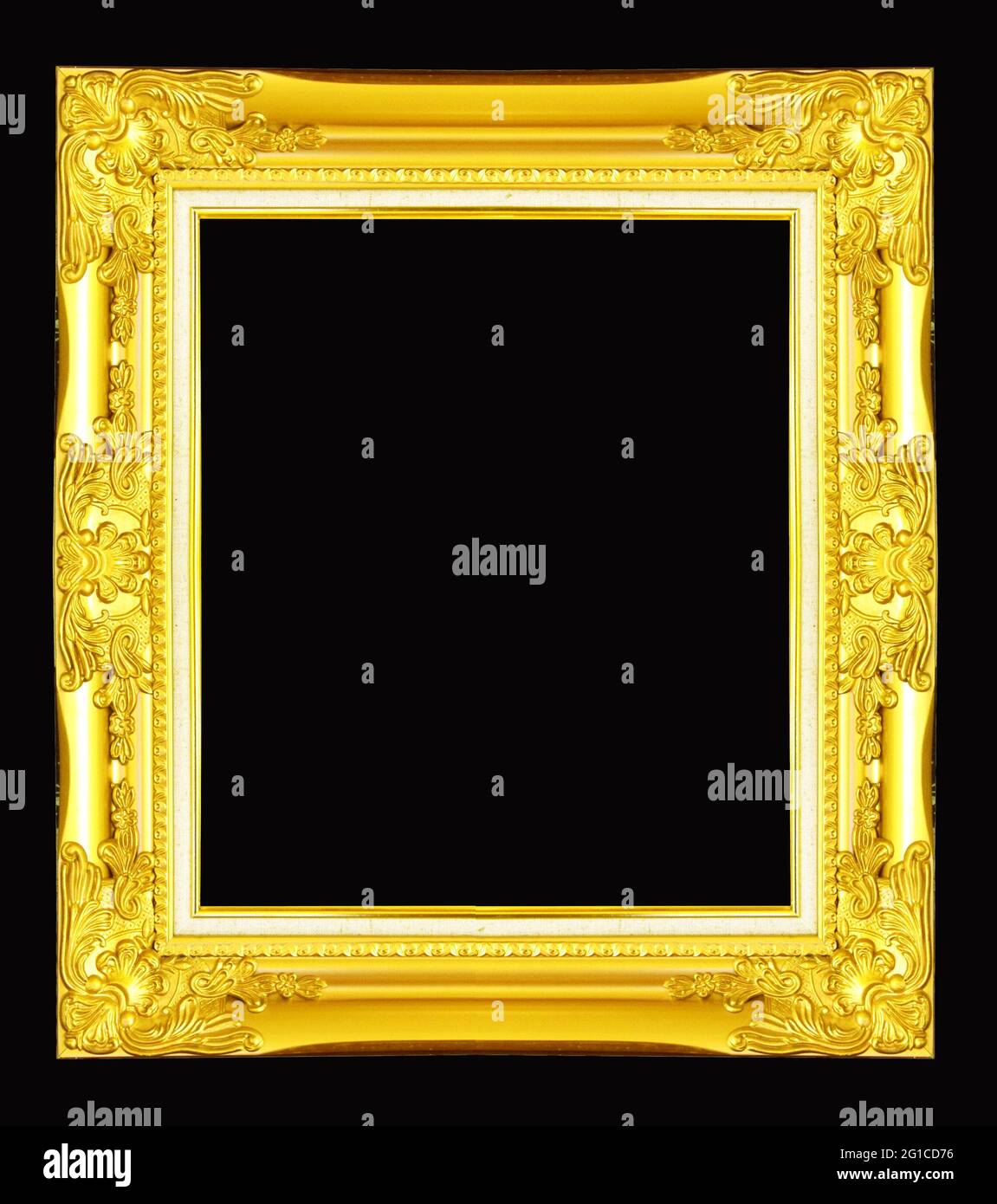 Gold wood sculpture picture frame isolated Stock Photo Alamy