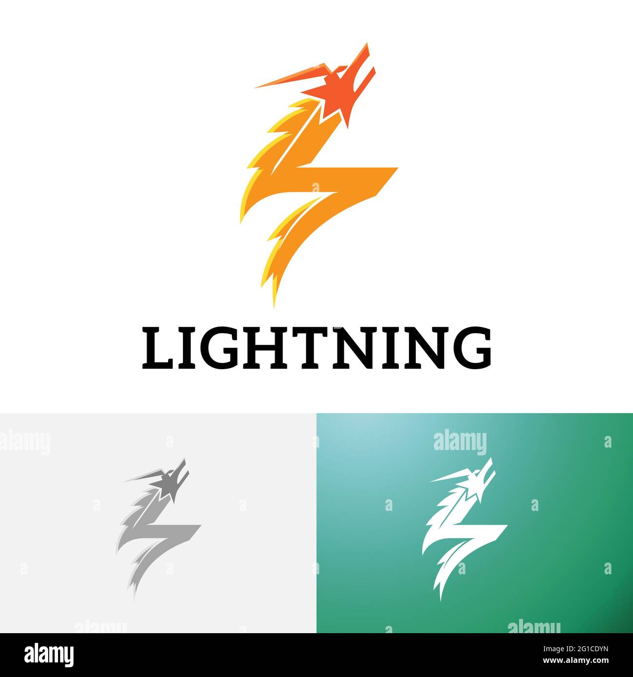 Flash Lightning Thunder Dragon Electricity Power Energy Logo Stock Photo