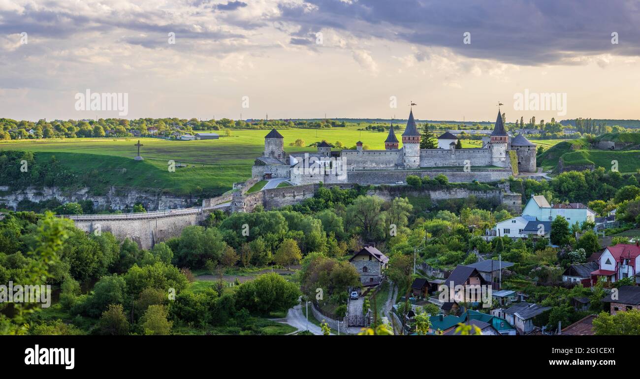 The Old Town and Kamianets-Podilskyi Castle, a medieval fortress the west of Ukraine. Stock Photo